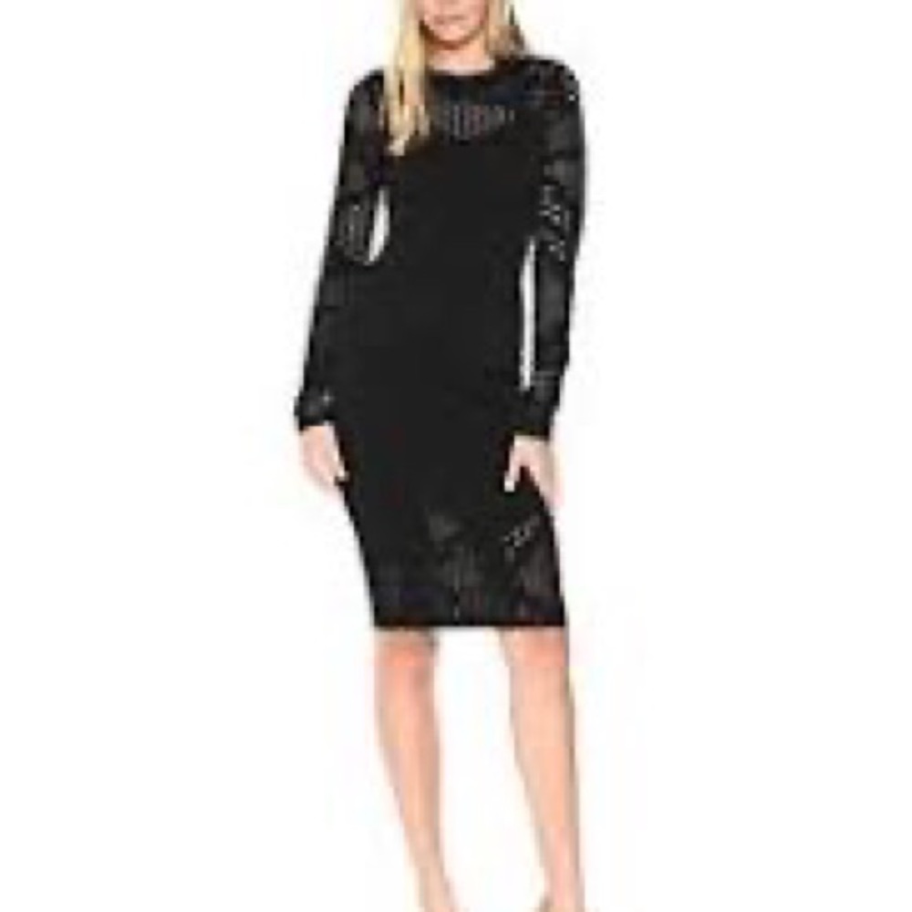 New with tags MILLY Black Fractured Pointelle Laser Cut Dress Size P